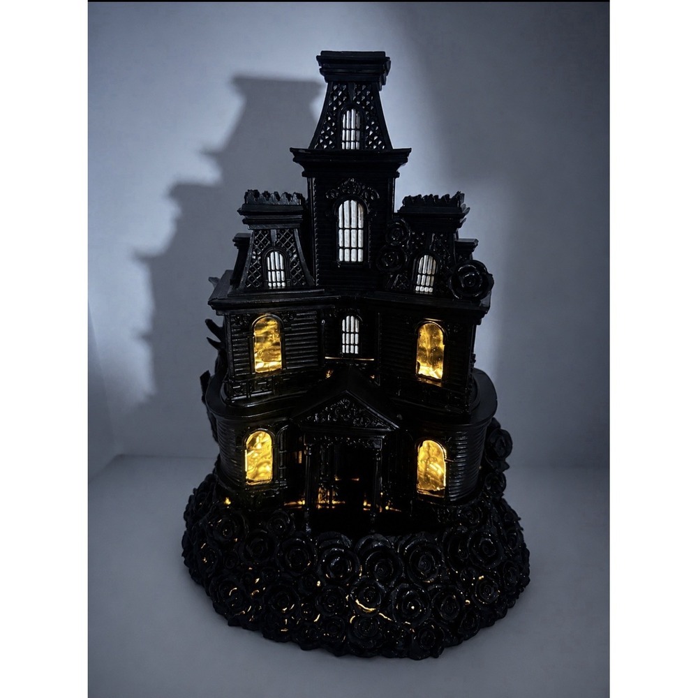 Well Dressed Home LED Lighted Haunted Mansion Black Roses Gothic Decor 18" NWT